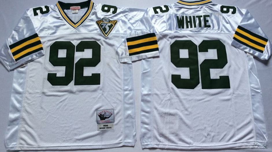 Men NFL Green Bay Packers 92 White white Mitchell Ness jerseys